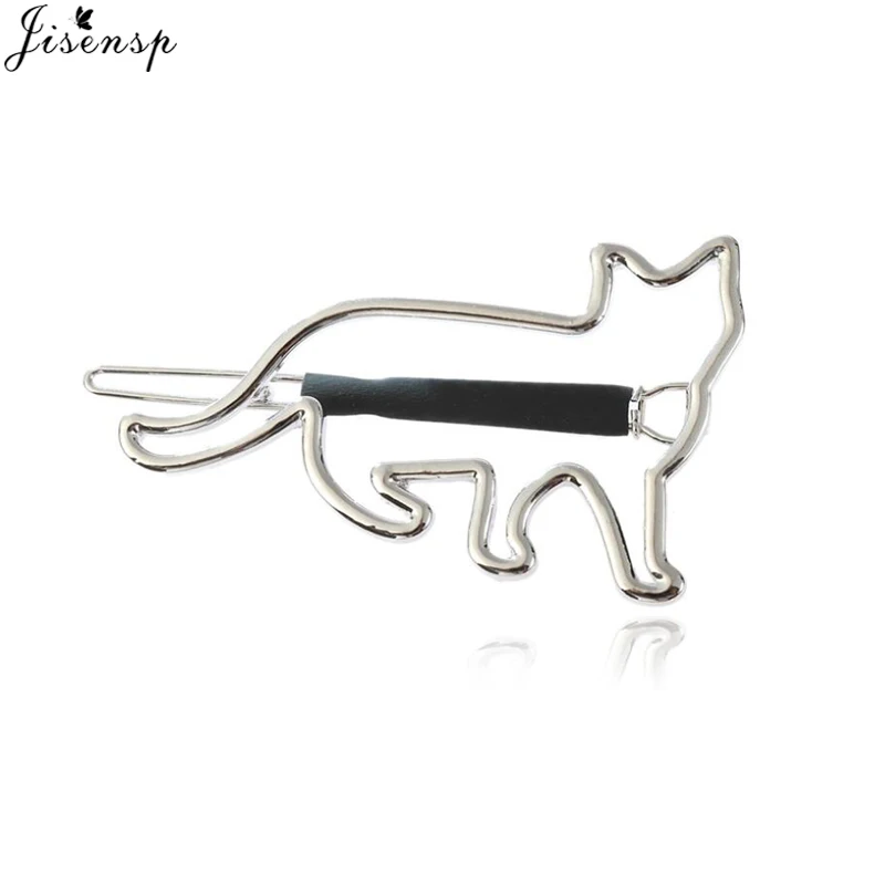 silver color Jisensp Милая шикарная заколка для волос, Золотая форма кошки, женские заколки для волос для девочек, заколка для волос, зажим для волос с животным геометрическим орнаментом, аксессуары для волос - Окраска металла: silver color