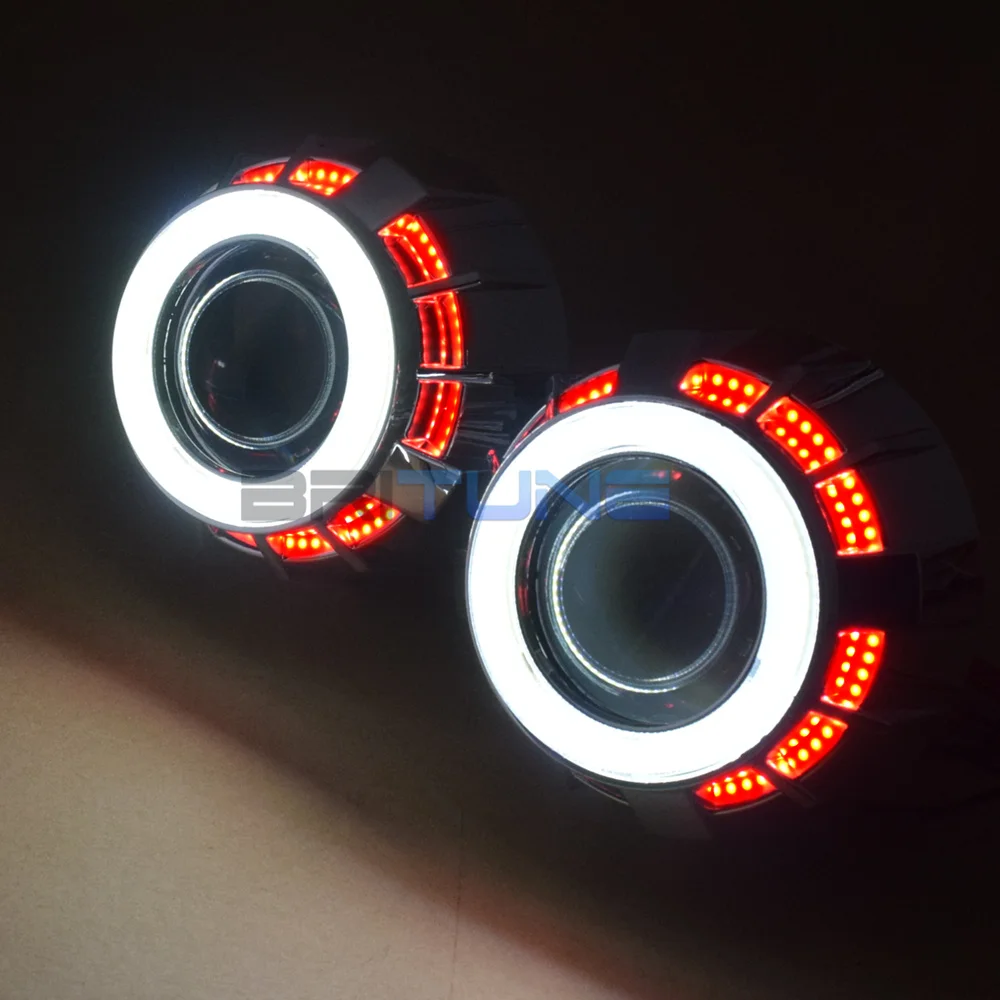 Линзы для фар ангельские глазки HID, линзы для проектора 2,5 WST 8,0, двойной комплект COB для H7 H4, автомобильные аксессуары, модифицированный, сделай сам, H1 HID Xenon