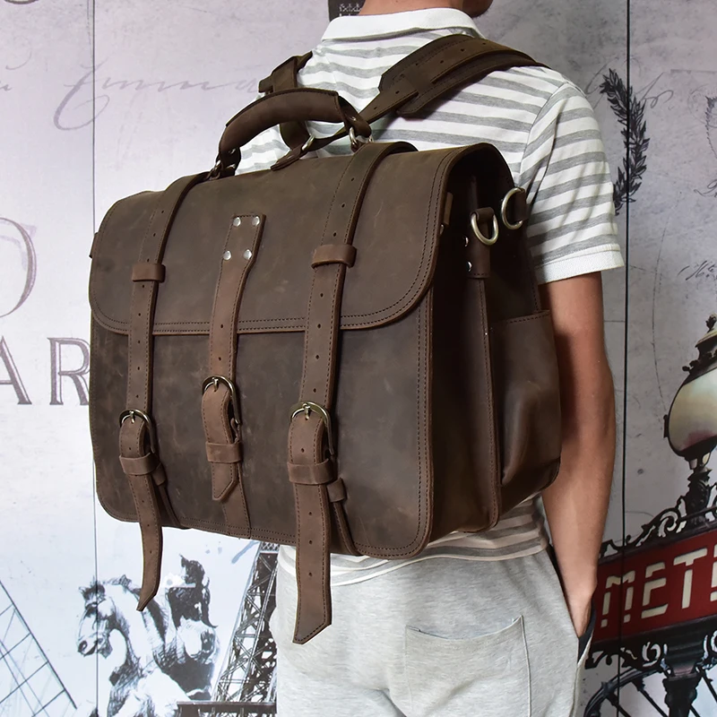 Мужской портфель из натуральной кожи подходит для ноутбука 16 дюймов