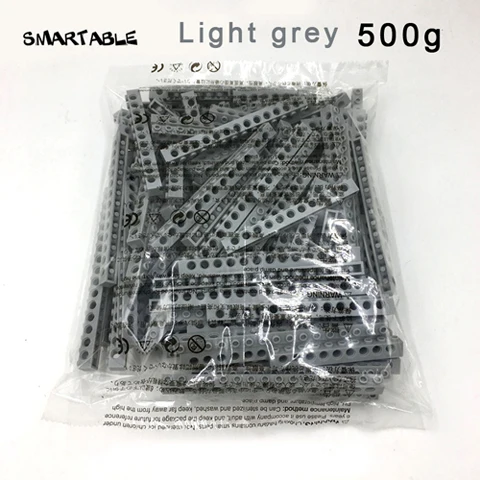 Light grey-10 sizes Smartable Technic кирпичи с отверстиями 10 размеров 5 цветов смешанные строительные блоки MOC части DIY игрушки Совместимые Technic игрушки 500 г/лот - Цвет: Light grey-10 sizes