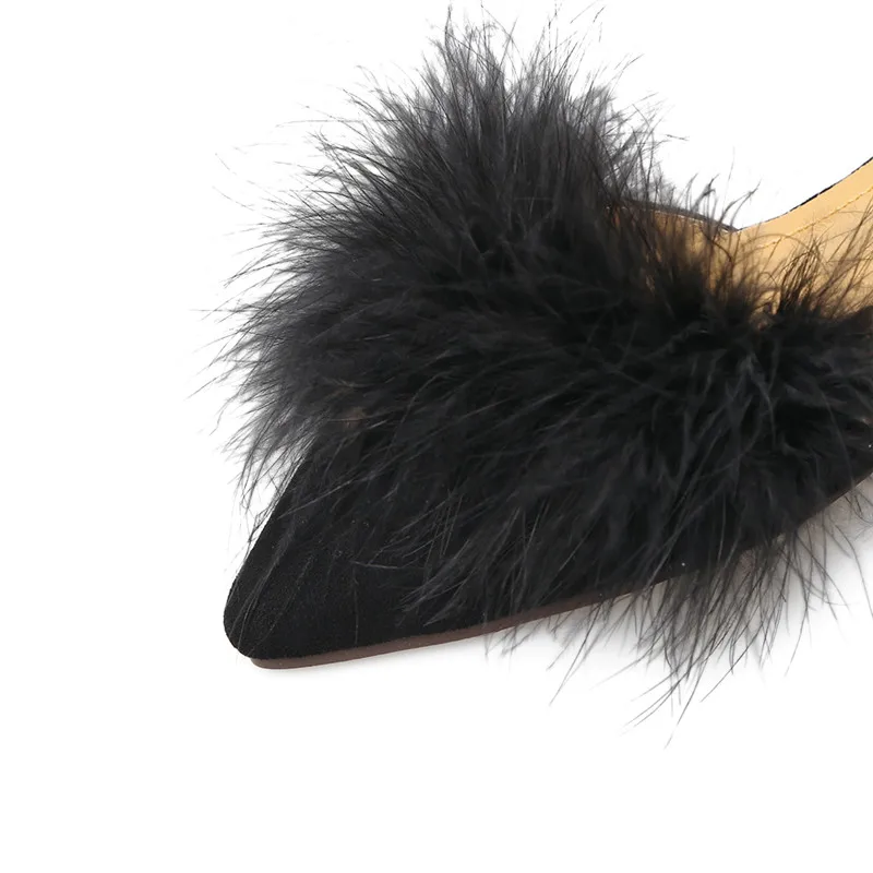 Корейский сладкий на плоской платформе меховые сандалии женские летние два