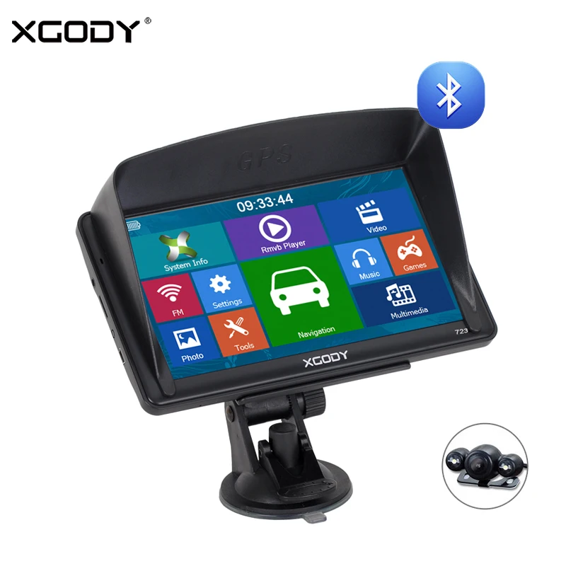XGODY 723 " Навигатор Автомобильный грузовик gps навигация Bluetooth 256M 8GB Sat Nav камера заднего вида EU Россия Navitel карта