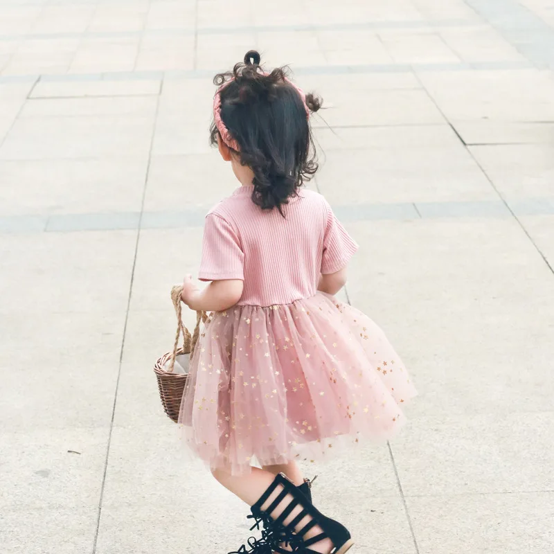 Kids Dresses for Girls Toddler Girl Cute Mesh Patchwork Dress Star Print Ball Gown Children's Princess Party | Детская одежда и
