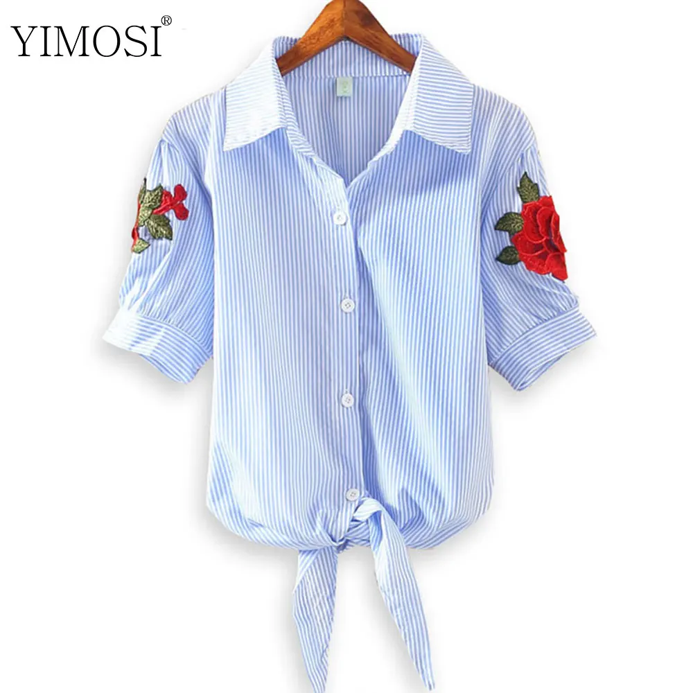 Новинка 2020 Рубашки Топы кимоно с полосатым подолом женская блузка вышивкой