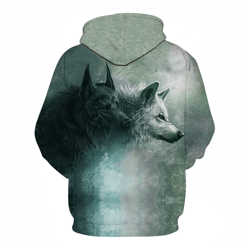 

Wolf Printed Hoodies 3D Brand Men Sweatshirts Male Hooded Tracksuits Pocket Jackets Animal Hoodie Autumn Novelty Streetwear Coat
