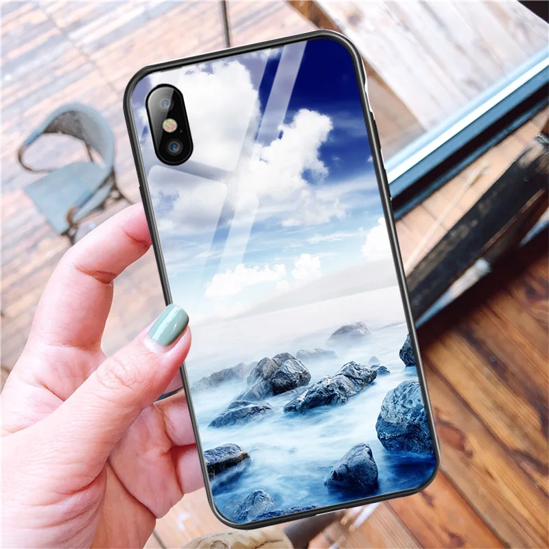 Tempered Glass Case For iPhone 7 8 Plus Luxury Star Space Cover X iPhone6s 6 6S XR XS Max Starry sky |