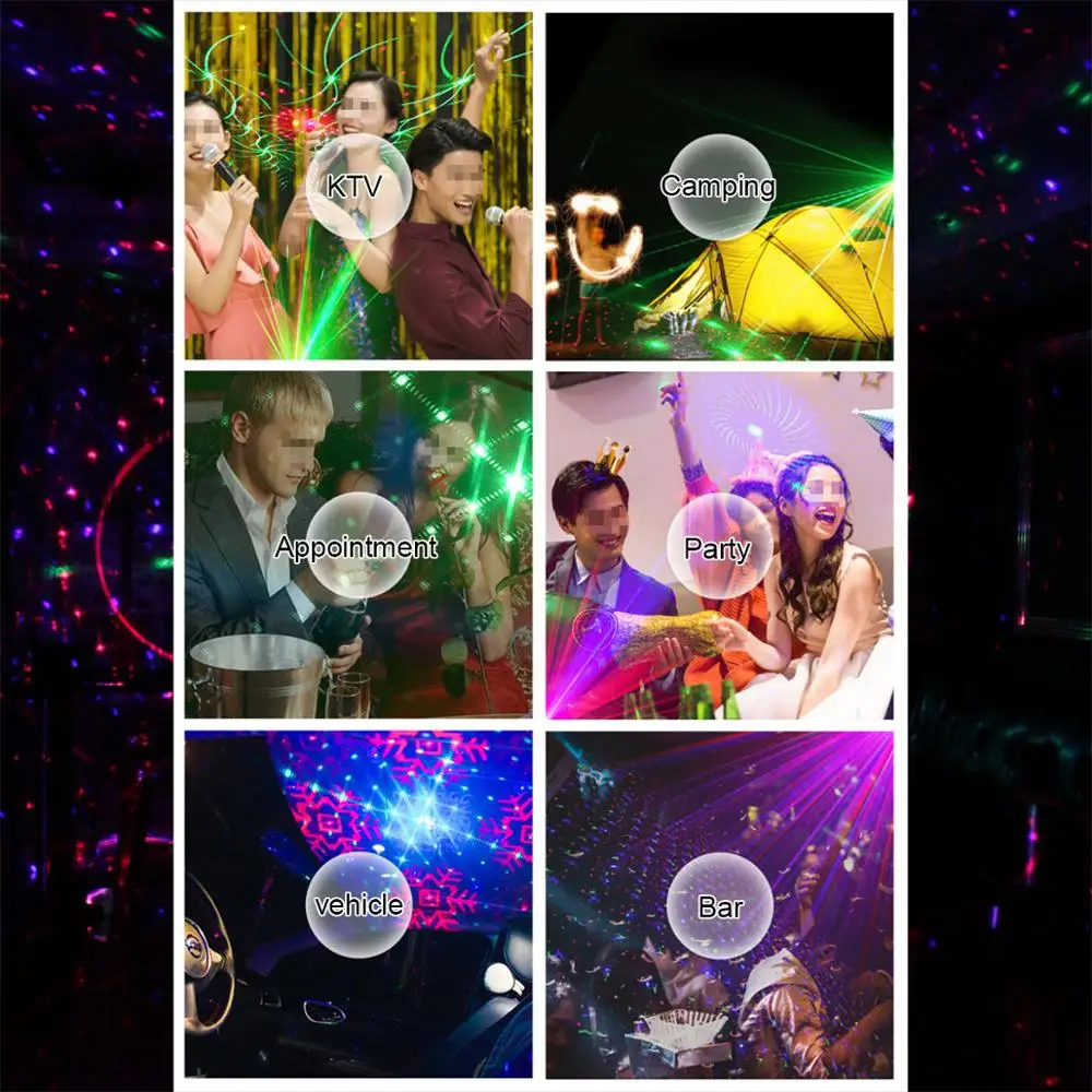 Портативный беспроводной лазерный сценический светильник RGB с блютузом и