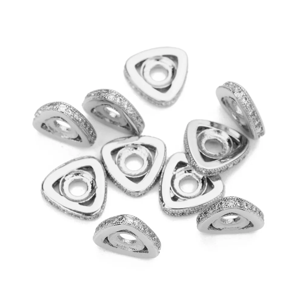 Оптовая продажа 5 шт./партия медные бусины золотого цвета 10 мм с треугольным