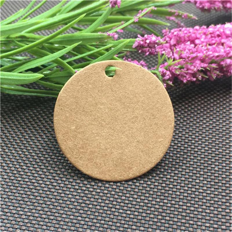 100 шт./лот натуральные пустые белые коричневые крафтовые круглые узорные