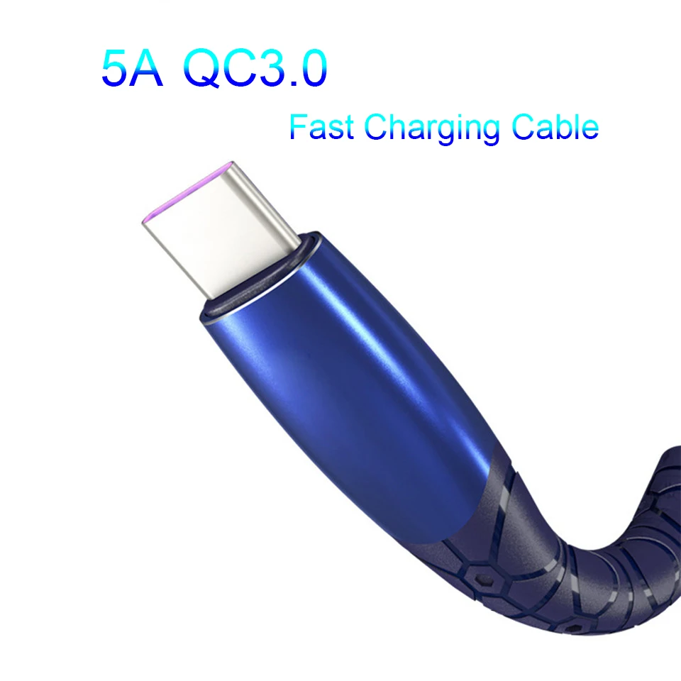 Джинсовая ткань USB C кабель type 5A Быстрая зарядка для huawei Supercharge кабели передачи
