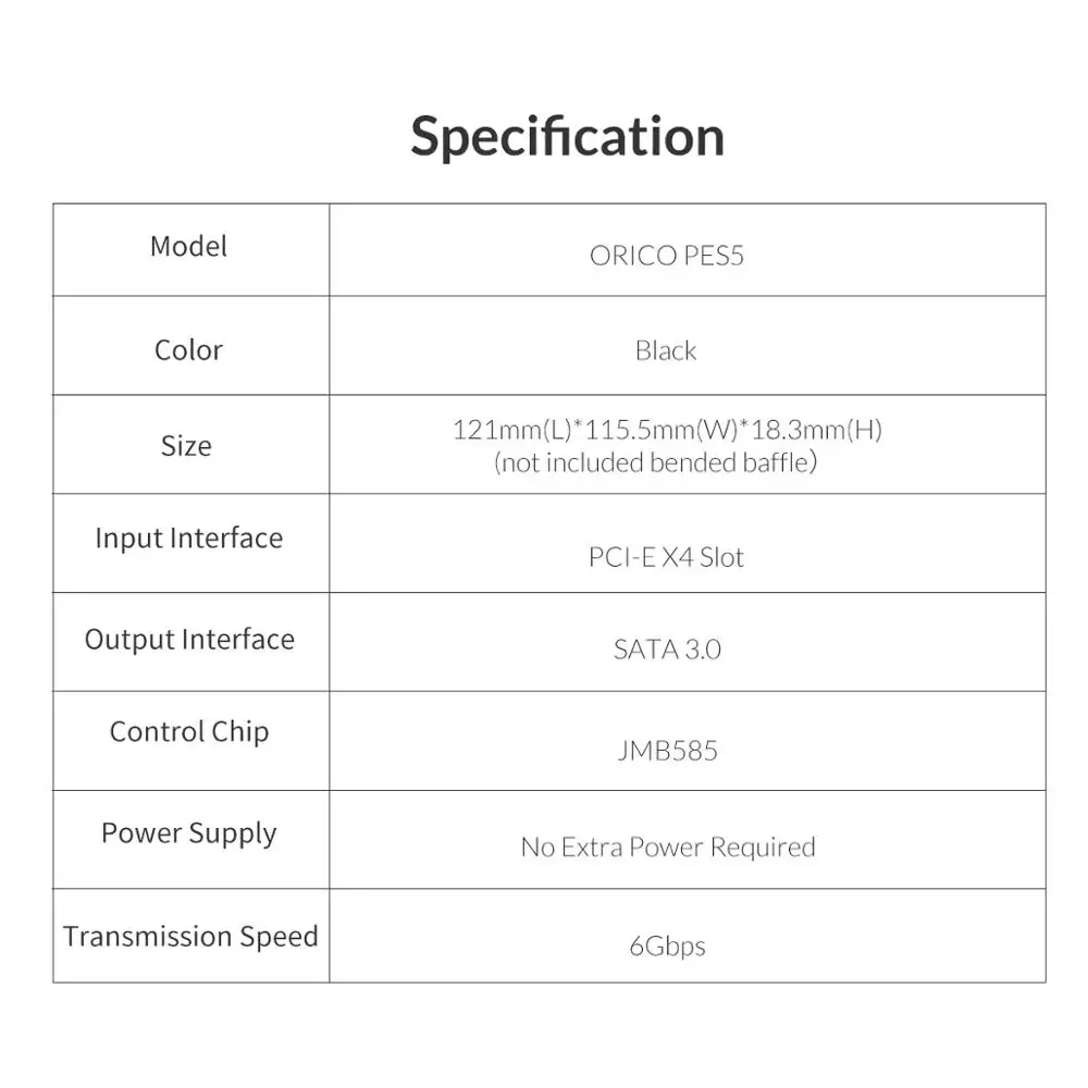 

ORICO PCI-E to 5-Port SATA3.0 Expansion Card PCI-E X4 Slot Support 6Gbps PCI-E to SATA Adapter HUB with LED Indicator