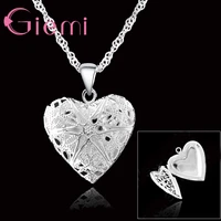 charming one pc frame case picture 925 sterling silver romantic lovely heart pendant 18 inches necklace for women ladies