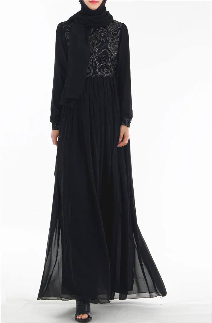 Black Abaya Средний Восток Модные женские мусульманские платья модные высокого класса 3D вышитые платья - Цвет: Black Abaya