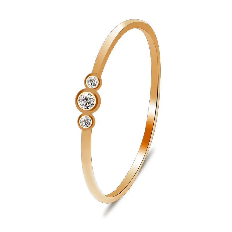 Triple Little Bling Zirconia Thin Band Simple Style Women Rose Golden Silver Plated Rings 5 Sizes | Украшения и аксессуары