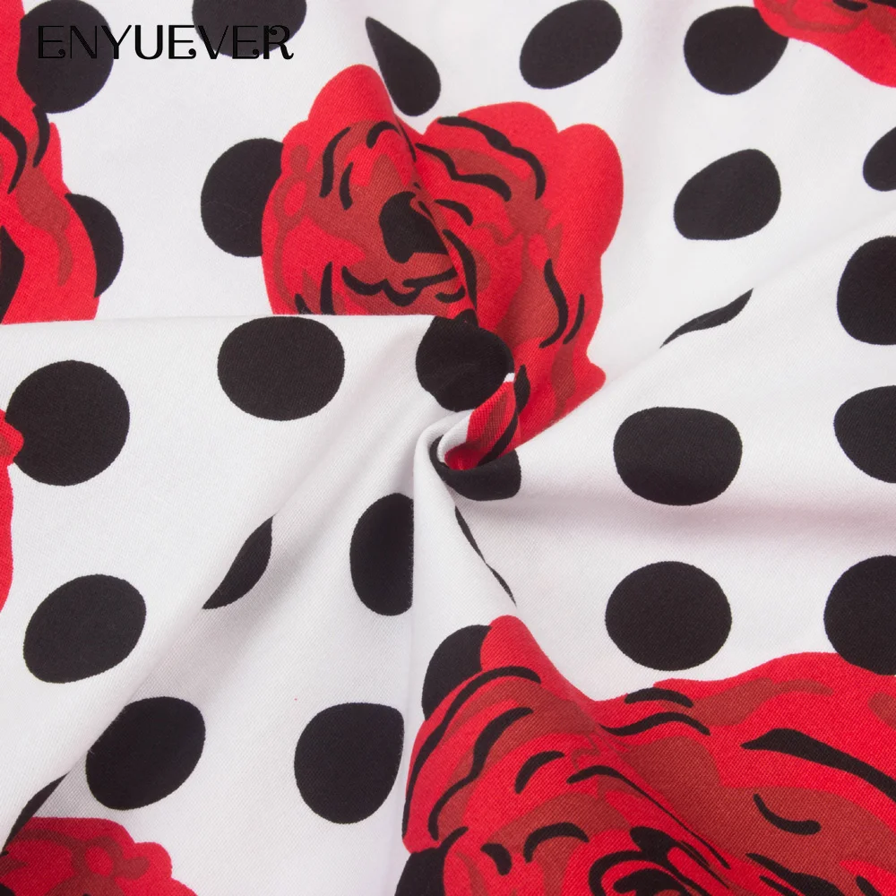 Enyuever Vestido винтажные платья 50 s 60 пин ап цветочный принт халат рокабилли платье