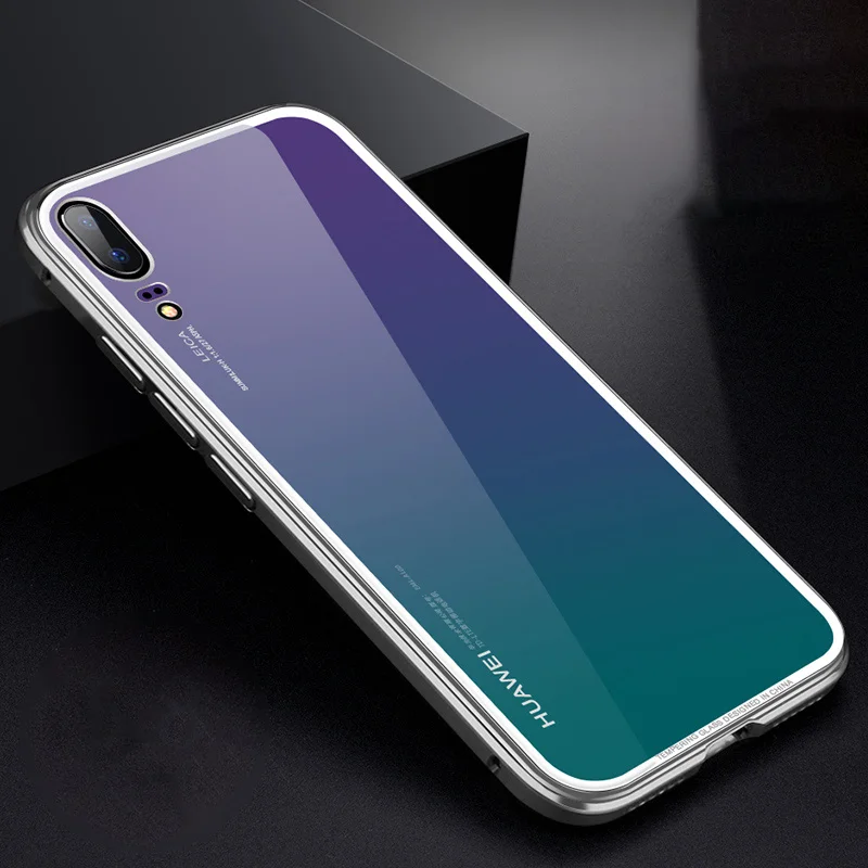 BFOLLOW Роскошный металлический чехол для huawei P20/P20 Pro прозрачное закалённое стекло