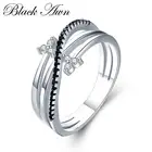 Женское кольцо из серебра 925 пробы, с черной шпинелью