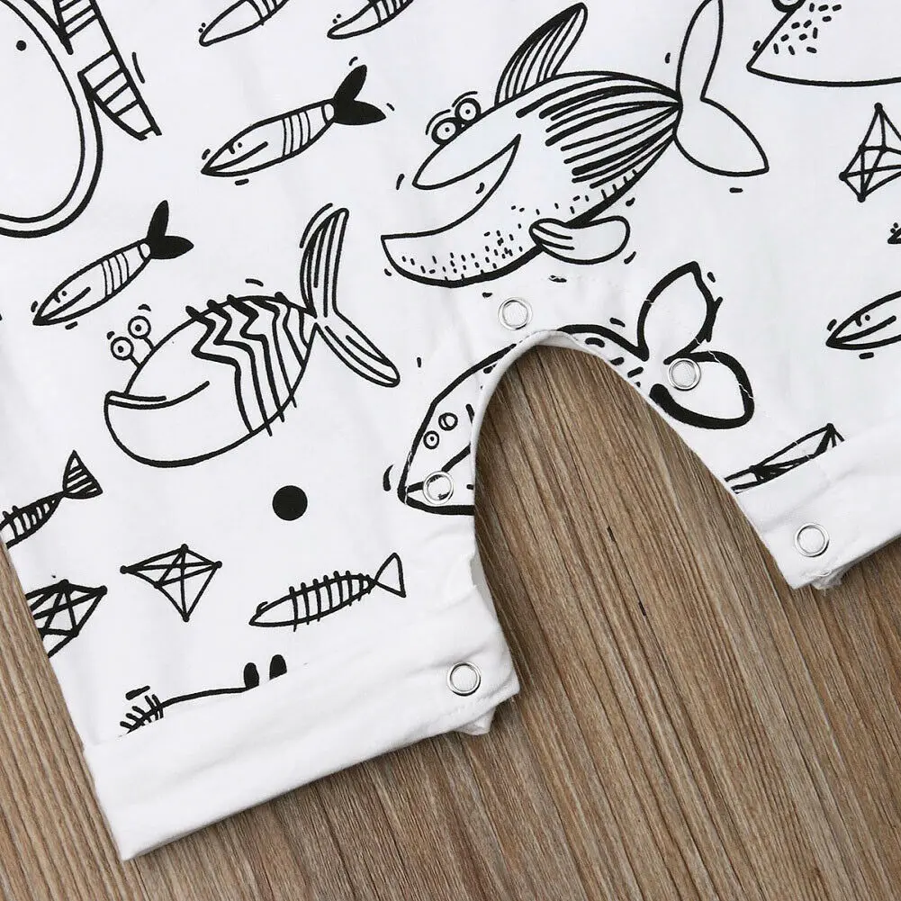 Летняя одежда для малышей комбинезон с рисунком рыбы новорожденных мальчиков и