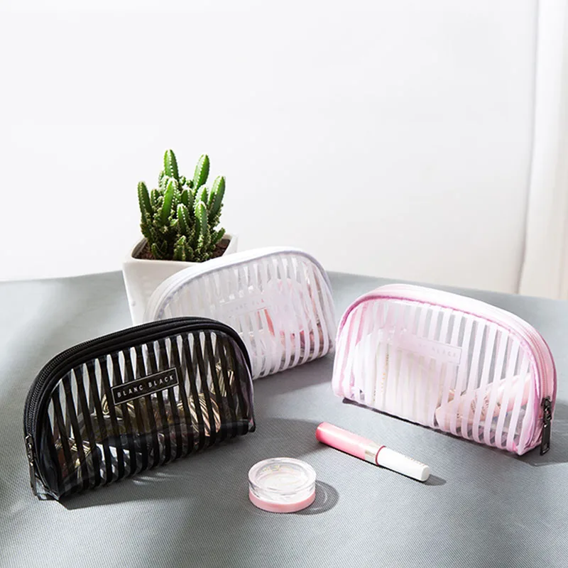 Брендовая женская косметичка QEHIIE из ПВХ модная в полоску женский косметический