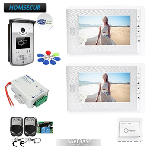 HOMSECUR 7 дюймов цветной видео дверной звонок Домофон Система (2 * Intra Monitor + 1 Keyfobs