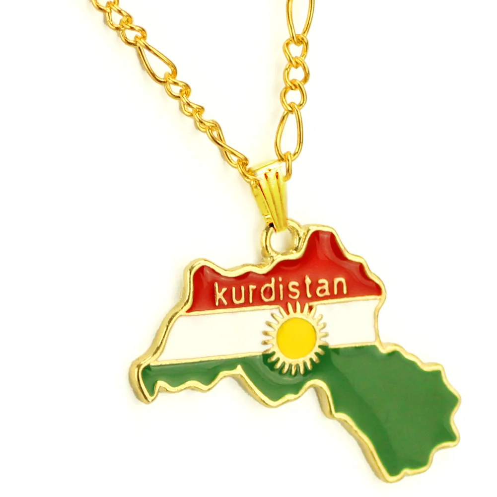 Kurdivan регион карта кулон ожерелье цепочка 45 см/60 см флаг курдского ювелирные