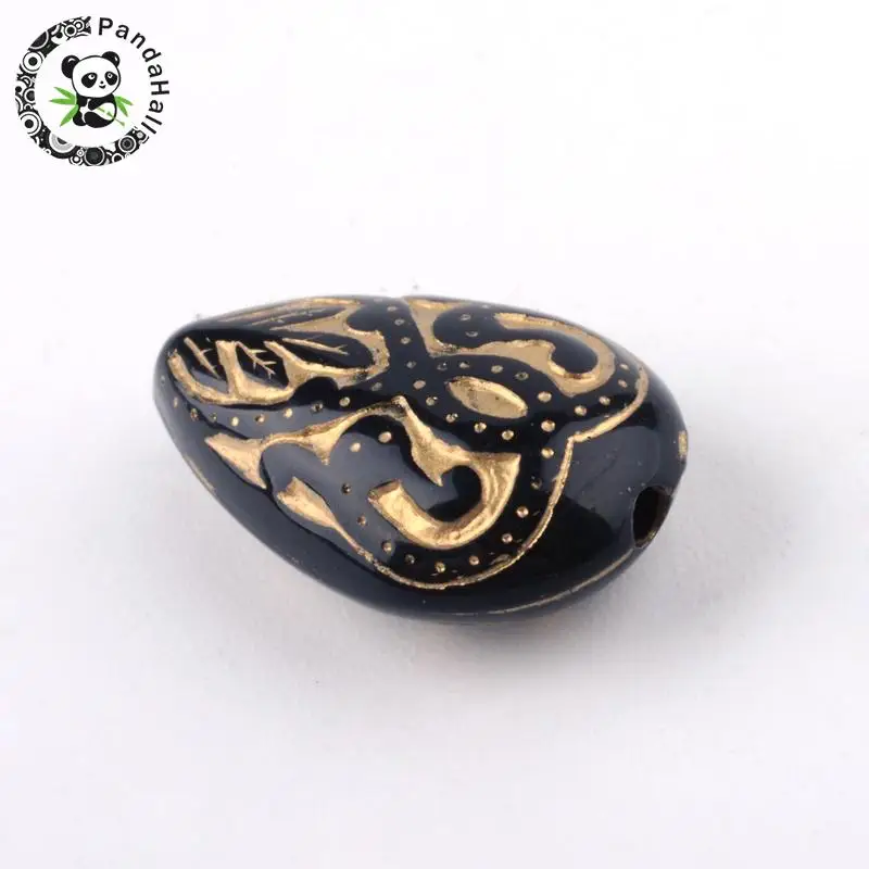 

560pcs Teardrop Acrylic Beads Loose Spacer Beads Golden Metal Enlaced for Jewelry Making DIY Bracelet 18x11.5x7.5mm Hole: 1.5mm