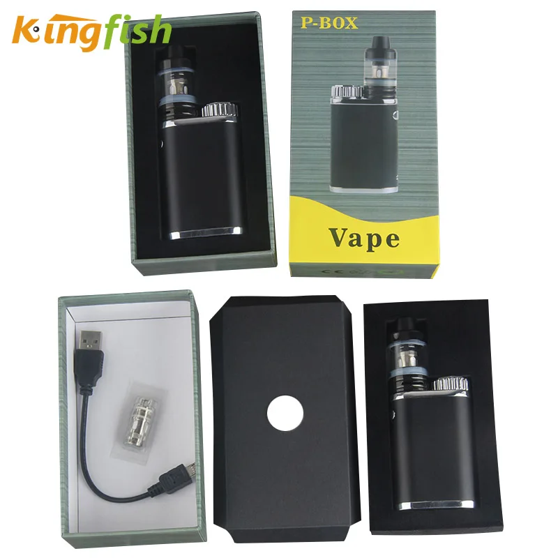 50 Вт P Box Mod испаритель комплект с большим паром Топ заполняющий распылитель EcPow