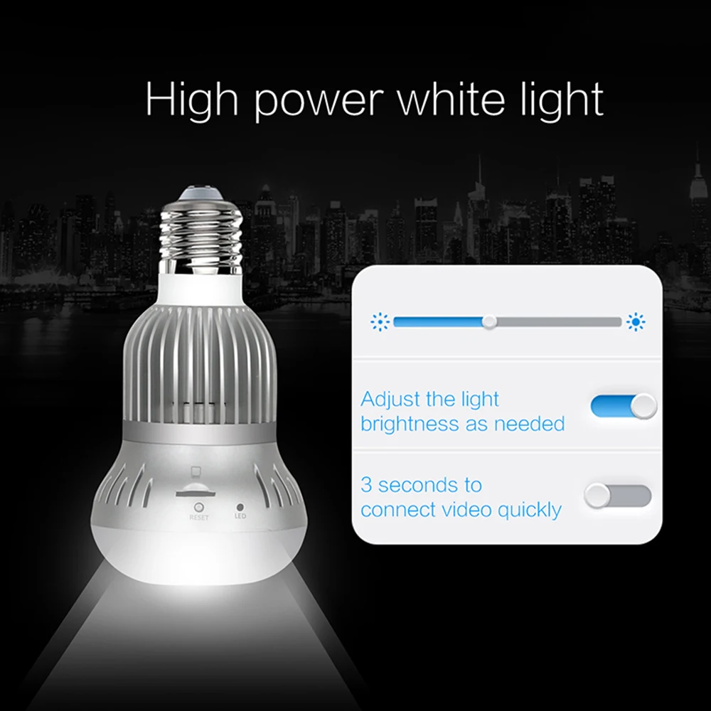 Светильник панорамная IP камера для домашней системы видеонаблюдения 360 градусов