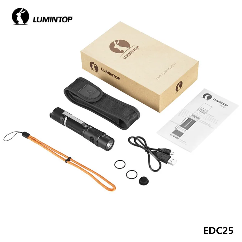 Люминесцентный EDC25 USB Перезаряжаемые карманный фонарик двойной переключатель
