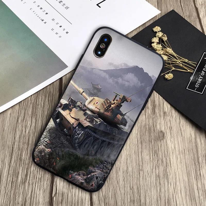 Мягкий силиконовый черный чехол для телефона world of танки iPhone 6 6plus 7 8plus 5 5S 5C SE X XS XR Max