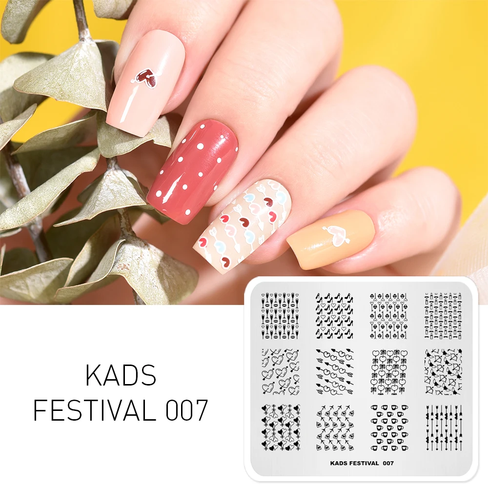 KADS Festival 007 шаблон для стемпинга ногтей День Святого Валентина любовь помада штамп