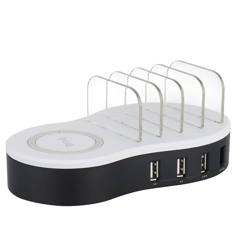 Новое многопортовое Зарядное устройство USB с 1 беспроводным + 4USB для iPhone 4 порт