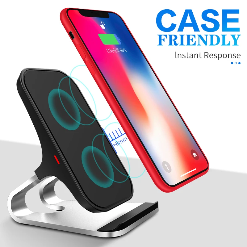 Беспроводное зарядное устройство Qi 10 Вт для iPhone Xs Max Xr X Samsung S10 S9 интеллектуальное