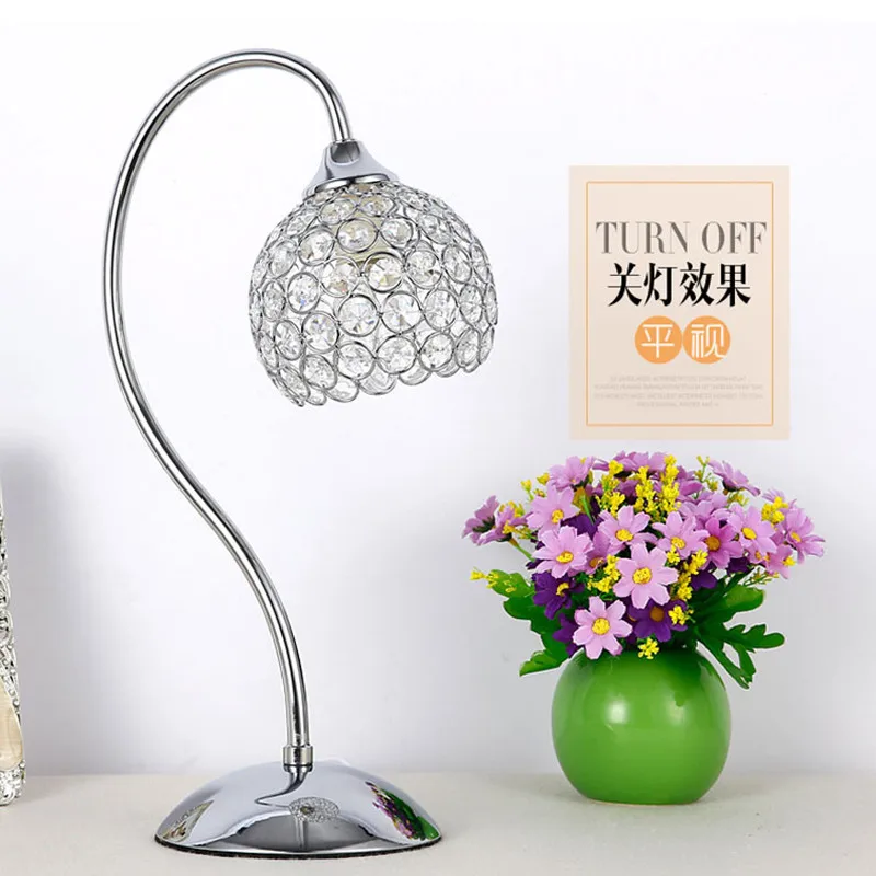 

Minimalist Living Room Decoration Crystal Table Lamp Fashion Romantic Bedroom Bedside Light Metal Base Restaurant Desk Lamp