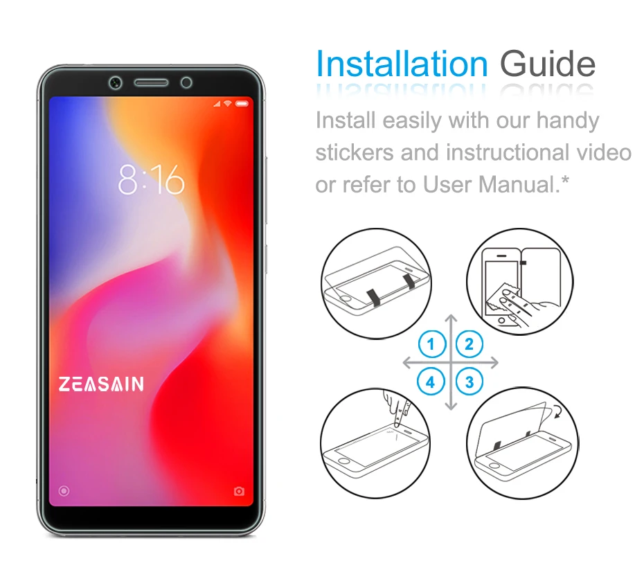ZEASAIN закаленное стекло для Xiaomi Redmi 6 Xiomi Redmi 6A защита экрана ультратонкая 9H 2.5D Защитная стеклянная пленка