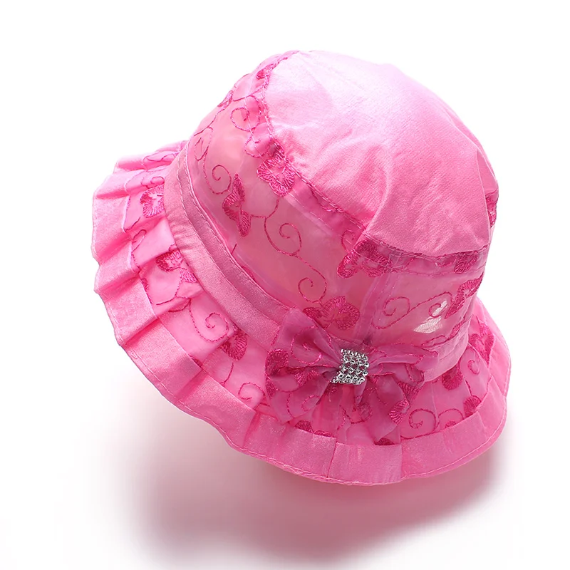 Cute Panama Hats For Girls Lace Princess Bucket Hat Bow Baby Girl Caps Embroidery Sun Cap Spring Summer Accessories | Детская одежда и