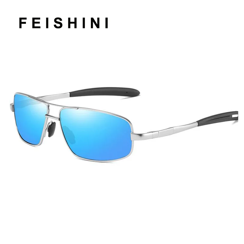 Солнцезащитные очки FEISHINI Мужские поляризационные прямоугольной формы винтажные