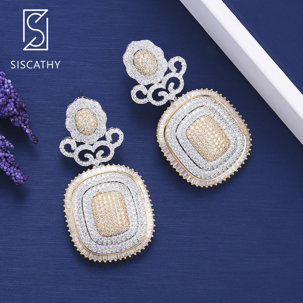 SISCATHY 2019 Новые Роскошные AAA кубический цирконий большой квадратный кулон Висячие