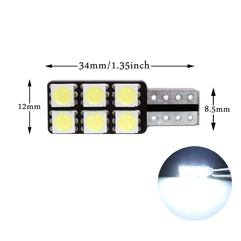T10-6smd-Siginal 2 шт. 12 В T10 светодиодный Предупреждение ющий декодер компенсатора 501 192 168 без Canbus OCB резистор погрешности нагрузки+ W5W номерной знак светодиодный лампы Ciihon - Цвет: T10-6smd-Siginal