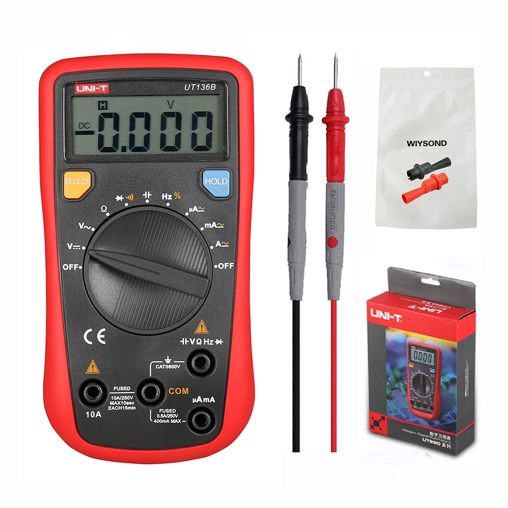 

M136 UNI-T UT136B Digital Multimeter Auto Range Tester AC DC VoltageCurrent Ohm Diode Cap Hz of test diode multimeter