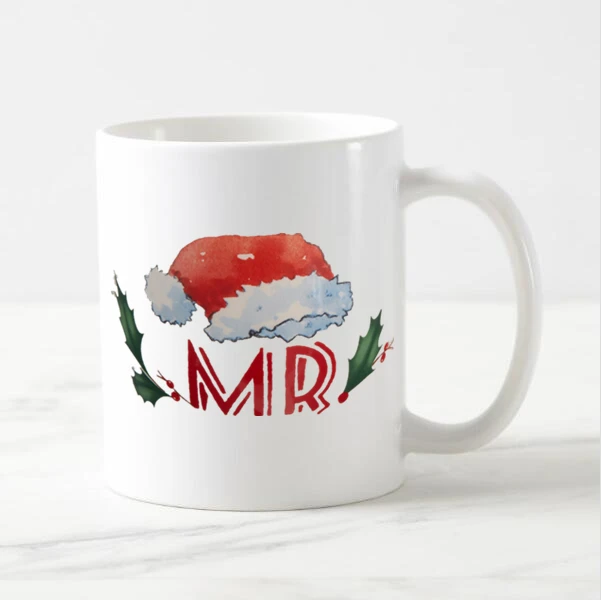 НОВАЯ РОЖДЕСТВЕНСКАЯ шляпа Набор кружек Mr Mrs забавная Рождественская чашка