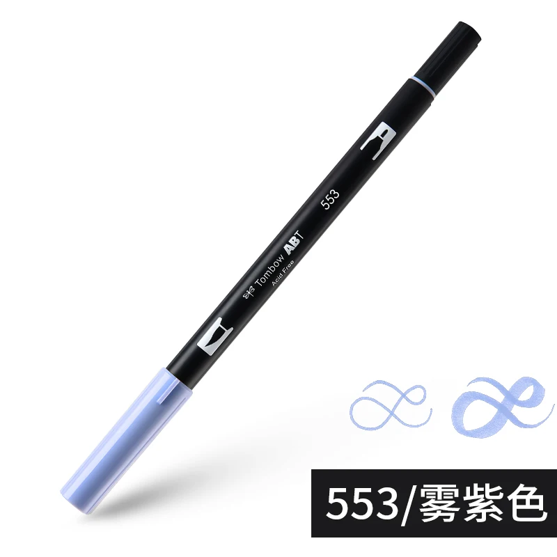 TOMBOW, двойная кисть, ручка, 96 цветов, двойная головка, художественные маркеры, акварельная основа, моющийся мягкий наконечник для рисования, письма, набросков, ABT - Цвет: 553