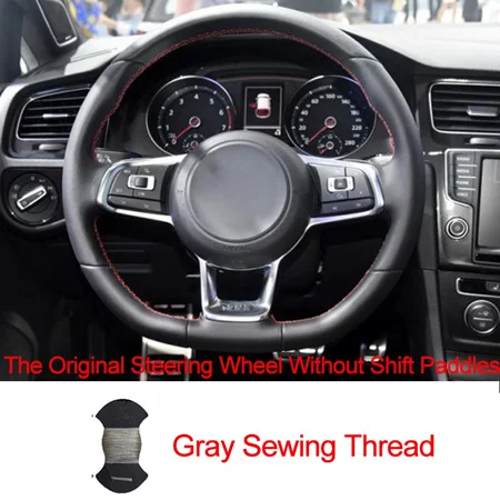 No shift paddle Gray HuiER ручного шитья рулевого колеса автомобиля крышки красный маркер для Volkswagen Golf 7 GTI гольф R MK7 VW Polo GT Scirocco - Название цвета: No shift paddle Gray