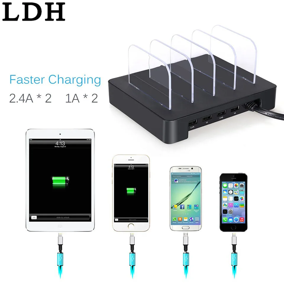 LDH 4 порта настольное USB зарядное устройство многофункциональная док станция для