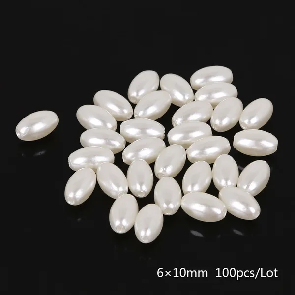 100pcs 6x10mm Ivory DIY 50-200 шт ABS эллипс имитация жемчуга рисовые зерна россыпью бусины одежда ювелирные изделия Ремесло украшения для женщин пришить на бисер аксессуар - Цвет: 100pcs 6x10mm Ivory