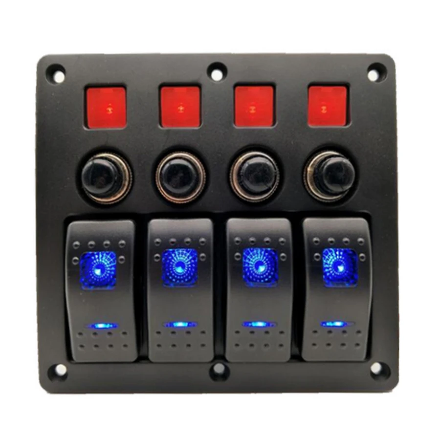 

4 Gang Boat Ignition Switch Panel for 12/24V Vehicles Boats Yacht Cruises Speedboat Cockpit Bus Rvs Jeep SUV