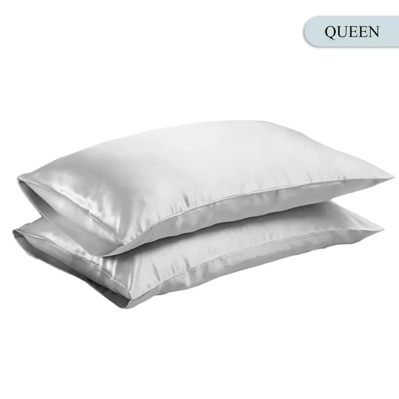 UK Queen Gray Queen/KING Шелковый атласный чехол для подушки, постельные принадлежности, чехол для подушки, гладкий домашний белый, черный, серый, хаки, небесно-голубой, розовый, серебристый - Цвет: UK Queen Gray