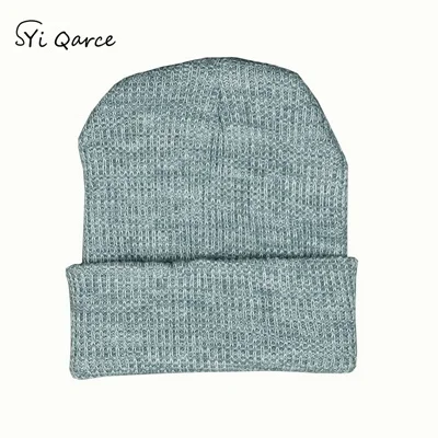 Light Gray SYi Qarce, новинка, женская шапка, теплая шапка, Женская Повседневная шапка, зимние шапки, вязаные одноцветные шапки для мужчин и женщин, Кепка в стиле хип-хоп - Цвет: Light Gray