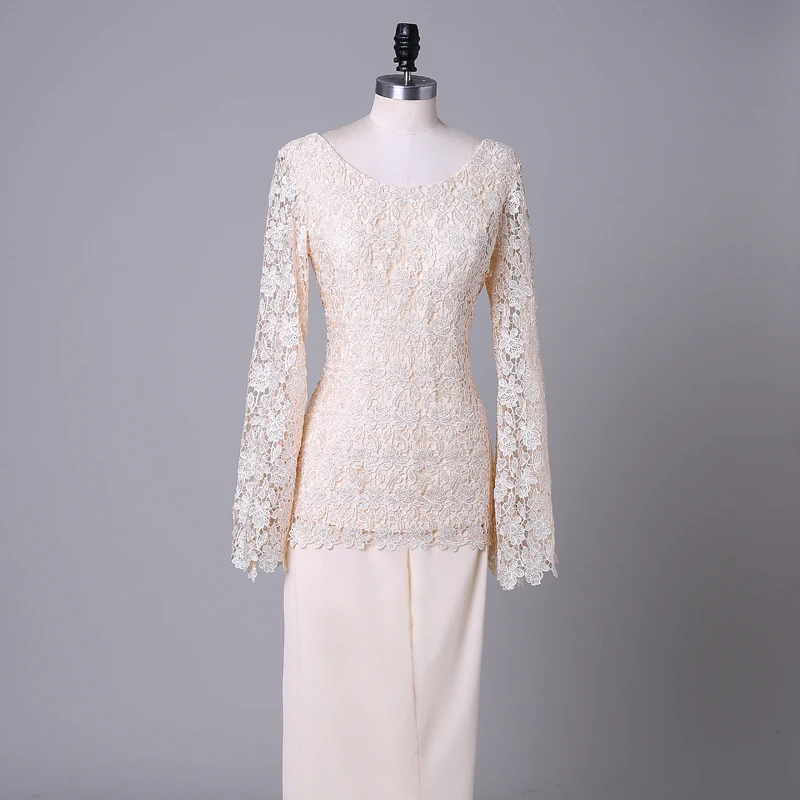 2017 Elegant Mother of Bride Dress Ivory Lace Top+Trousers Set Formal Gown Women Clothing Two Pieces Groom | Свадьбы и торжества