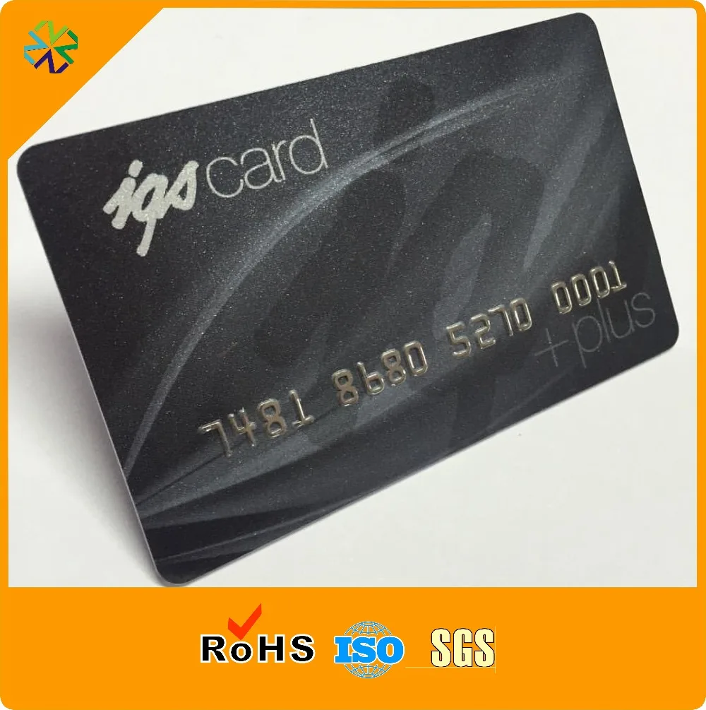 Embossed number gold stamping plastic business cards/PVC gift cards